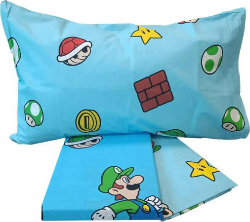 Completo-letto-super-mario-bros-prodotto-originale-by-novia-set-lenzuola-letto-singolo-in-puro-cotone-Super-Mario-Novia