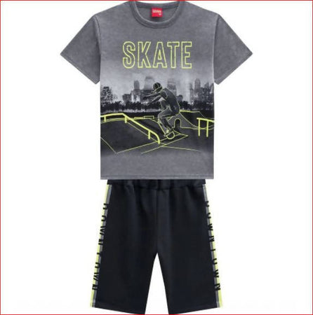 Completo Tuta Bambino Estivo Maglia Maniche Corte T-Shirt Stampa Skateboard Completino Coordinato Estate Bimbo Cotone COMPLETINO Piccole Canaglie - Tropea, Commerciovirtuoso.it