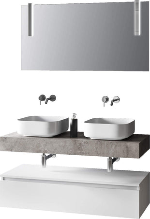 Composizione Bagno 120cm Con Doppio Lavabo, Base Con Cassetto E Specchio Con Lampada Casa e cucina/Bagno/Mobili da bagno/Mobiletti con lavabo Shopbagno.it - Roma, Commerciovirtuoso.it