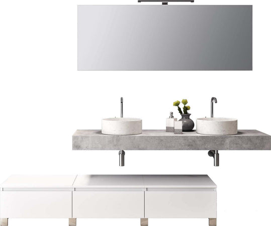 Composizione Bagno 180cm Con Doppio Lavabo, Cassetti E Specchio Casa e cucina/Bagno/Mobili da bagno/Mobiletti con lavabo Shopbagno.it - Roma, Commerciovirtuoso.it