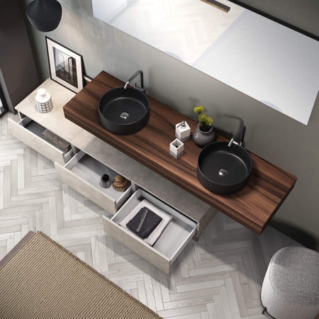 Composizione Bagno 180cm Con Doppio Lavabo Nero, Cassetti E Specchio Casa e cucina/Bagno/Mobili da bagno/Mobiletti con lavabo Shopbagno.it - Roma, Commerciovirtuoso.it