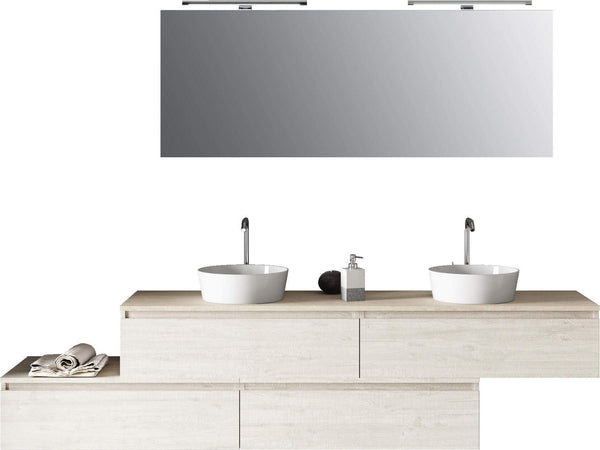 Composizione Bagno 225cm Sospesa Con Doppio Lavabo, Cassetti E Specchio Casa e cucina/Bagno/Mobili da bagno/Mobiletti con lavabo Shopbagno.it - Roma, Commerciovirtuoso.it