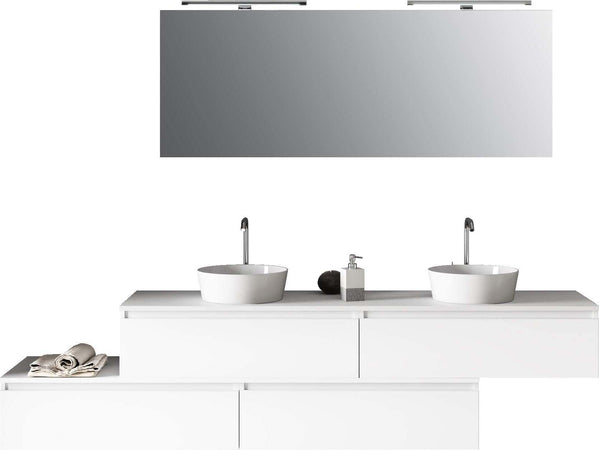 Composizione Bagno 225cm Sospesa Con Doppio Lavabo, Cassetti E Specchio Casa e cucina/Bagno/Mobili da bagno/Mobiletti con lavabo Shopbagno.it - Roma, Commerciovirtuoso.it