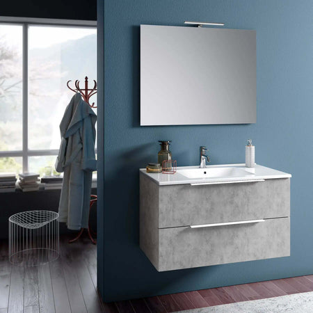 Composizione Bagno 80cm Sospesa Con Due Cassetti E Specchio Con Lampada Casa e cucina/Bagno/Mobili da bagno/Mobiletti con lavabo Shopbagno.it - Roma, Commerciovirtuoso.it