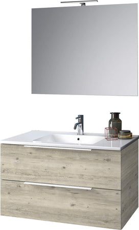 Composizione Mobile Bagno 100cm Sospeso Con Due Cassetti E Specchio Con Lampada Casa e cucina/Bagno/Mobili da bagno/Mobiletti con lavabo Shopbagno.it - Roma, Commerciovirtuoso.it
