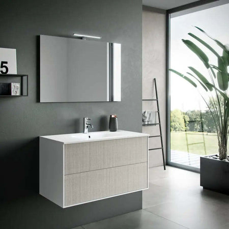 Composizione Mobile Bagno 100cm Sospeso Due Cassetti e Specchio Con Lampada Casa e cucina/Bagno/Mobili da bagno/Mobiletti con lavabo Shopbagno.it - Roma, Commerciovirtuoso.it