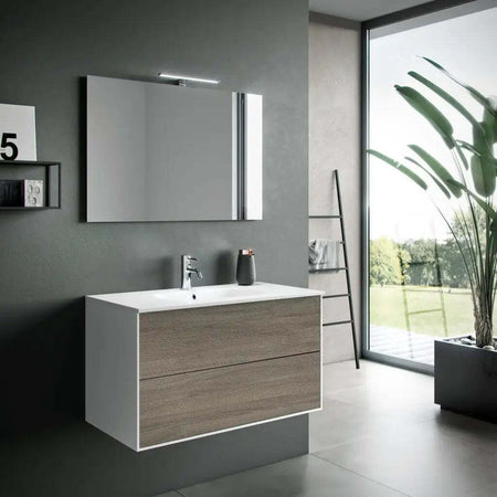 Composizione Mobile Bagno 100cm Sospeso Due Cassetti e Specchio Con Lampada Casa e cucina/Bagno/Mobili da bagno/Mobiletti con lavabo Shopbagno.it - Roma, Commerciovirtuoso.it