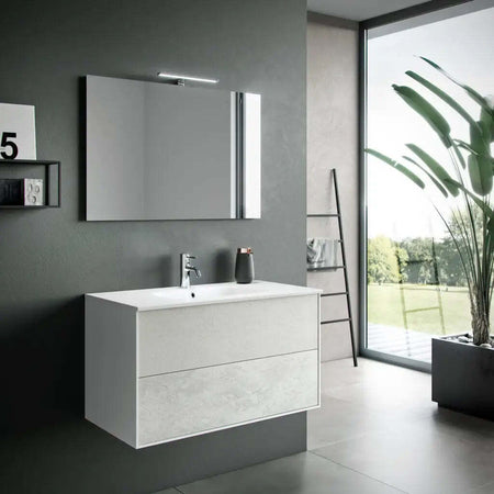 Composizione Mobile Bagno 100cm Sospeso Due Cassetti e Specchio Con Lampada Casa e cucina/Bagno/Mobili da bagno/Mobiletti con lavabo Shopbagno.it - Roma, Commerciovirtuoso.it