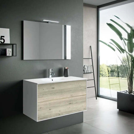 Composizione Mobile Bagno 100cm Sospeso Due Cassetti e Specchio Con Lampada Casa e cucina/Bagno/Mobili da bagno/Mobiletti con lavabo Shopbagno.it - Roma, Commerciovirtuoso.it