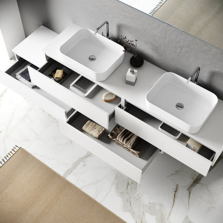 Composizione Mobile Bagno 225cm Sospesa Con Doppio Lavabo, Cassetti E Specchio Casa e cucina/Bagno/Mobili da bagno/Mobiletti con lavabo Shopbagno.it - Roma, Commerciovirtuoso.it