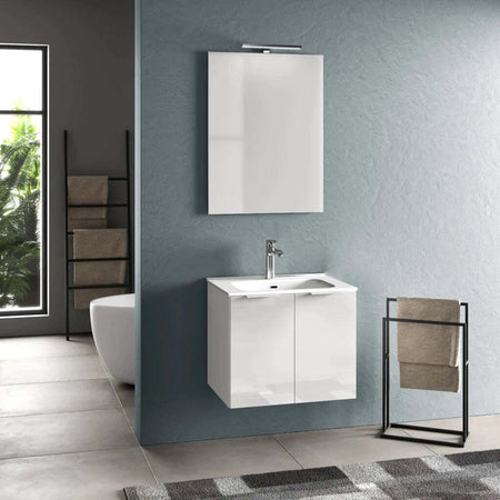 Composizione Mobile Bagno 80cm Sospeso Con 2 Ante e Specchio con Lampada Casa e cucina/Bagno/Mobili da bagno/Mobiletti con lavabo Shopbagno.it - Roma, Commerciovirtuoso.it