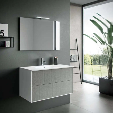 Composizione Mobile Bagno 90cm Sospeso Due Cassetti e Specchio Con Lampada Casa e cucina/Bagno/Mobili da bagno/Mobiletti con lavabo Shopbagno.it - Roma, Commerciovirtuoso.it
