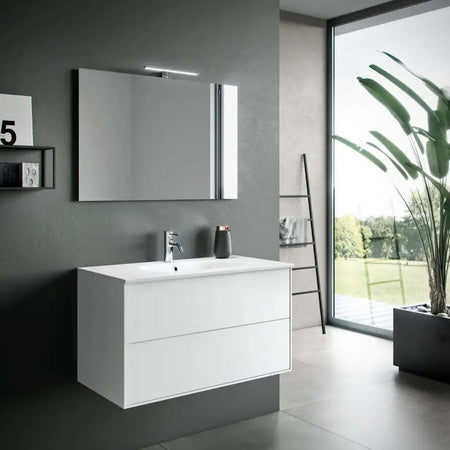 Composizione Mobile Bagno 90cm Sospeso Due Cassetti e Specchio Con Lampada Casa e cucina/Bagno/Mobili da bagno/Mobiletti con lavabo Shopbagno.it - Roma, Commerciovirtuoso.it