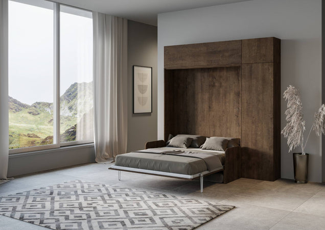 Letto "Bologna" matrimoniale a scomparsa con divano, in legno, con apertura verticale, per camera da letto