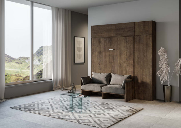 Letto "Bologna" matrimoniale a scomparsa con divano, in legno, con apertura verticale, per camera da letto