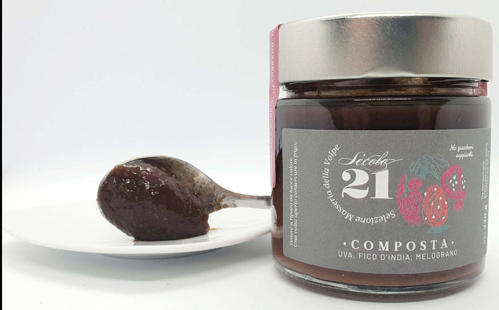 Composta Uva E Fico D'india Artigianale 230 Gr. Senza Zucchero Aggiunto Prodotto 100% Italiano Secolo21