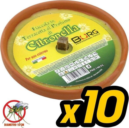 Confezione-10-X-Candela-Citronella-In-Terracotta-Diametro-15-Cm-Antizanzare