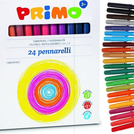 Confezione-24-Pennarelli-Colorati-Scuola-Disegno-Bambini-Con-Punta-Sottile-Fine