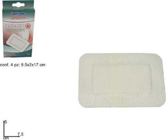 Confezione-4-Pezzi-Cerotti-Garzati-Adesivi-Con-Garza-Sterile-Medicazione-5x7,5cm