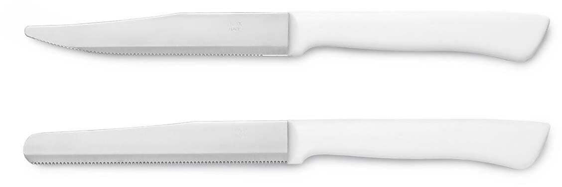 Confezione 6 Pezzi Coltello Bistecca Con Manico Plastica Bianco Cm. 11 Ausonia - 61647