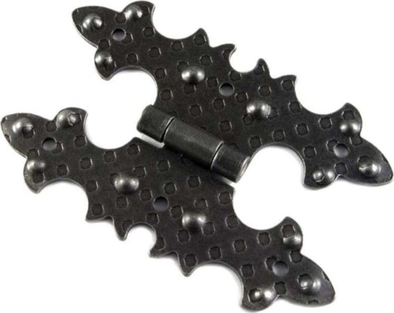CONFEZIONE-DA-1-PEZZO---CERNIERA-RUSTICA-PIANA-IN-FERRO-MARTELLATO-92x55MM---COLORE-NERO