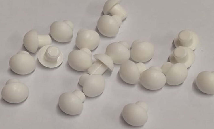 CONFEZIONE-DA-40-PEZZI---PARACOLPI-MORBIDI-BOMBATI-Ø5MM---IN-PLASTICA-COLORE-BIANCO