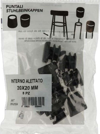 CONFEZIONE-DA-8-PEZZI---PUNTALI-QUADTRATI-CON-INTERNO-ALETTATO-20x20MM---COLORE-NERO-**