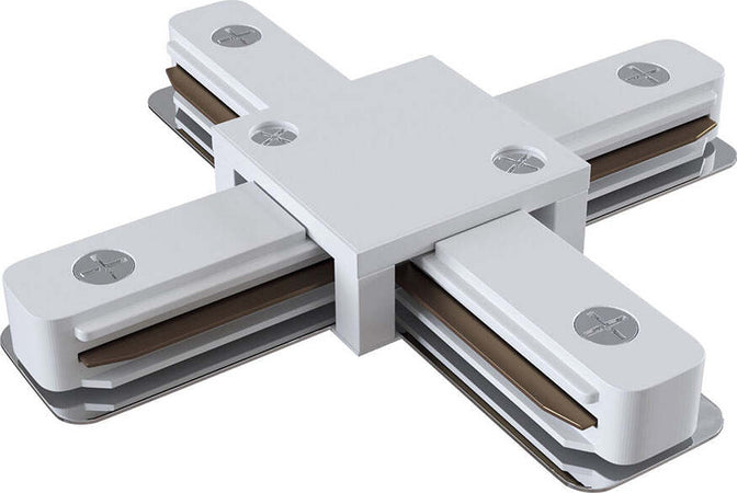Connettore-A-X-Quattro-Vie-Per-Binario-In-Plastica-Bianca