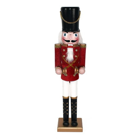 Schiaccianoci natalizio colore Rosso con strumento musicale decorazione natalizia h 38 cm