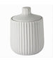 Contenitore Porta Cotton Fioc Decoro Plissè Bianco Rotondo Organizer Bagno 10329