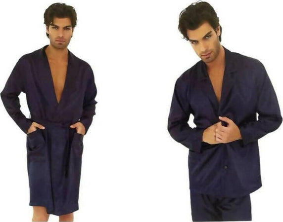 Coordinato 3 Capi Uomo Art. Paride La Birba In Puro Raso Color Blu Seta Elegante Coordinato Notte Da Uomo Moda/Uomo/Abbigliamento/Pigiami e abbigliamento da notte/Pigiami due pezzi Puleo Casa - Palermo, Commerciovirtuoso.it