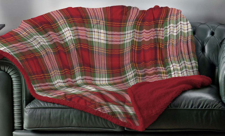 Coperta plaid acca24 tartan in morbido pile + retro in sherpa
