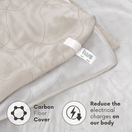 Coperta in Fibra di Carbonio | Morbida, Antistress Double Face, Vellutata per Divano o Letto Singolo e Matrimoniale