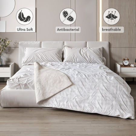 Coperta in Fibra di Carbonio | Morbida, Antistress Double Face, Vellutata per Divano o Letto Singolo e Matrimoniale