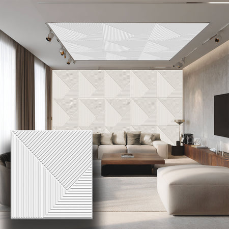 €3,49 pannello per boiserie a parete, rivestimento cassonato a soffitto e porte in PVC 3D 50X50cm mod. COSMO