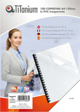 Copertine - A4 - 150 micron - PVC - neutro trasparente - Titanium - scatola 100 pezzi Cancelleria e prodotti per ufficio/Elettronica per ufficio/Rilegatrici e accessori/Copertine per rilegatrici Eurocartuccia - Pavullo, Commerciovirtuoso.it