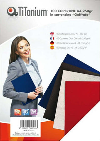 Copertine rilegatura - A4 - 250 gr - cartoncino goffrato - nero - Titanium - scatola 100 pezzi Cancelleria e prodotti per ufficio/Elettronica per ufficio/Rilegatrici e accessori/Copertine per rilegatrici Eurocartuccia - Pavullo, Commerciovirtuoso.it