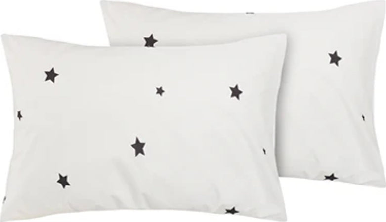 Coppia-di-federe-Set-di-2-federe-bifaccia-doubleface-in-cotone-copricuscino-guanciale-letto-50x80-cm-made-in-italy-COSTELLAZIONI-/-BIANCO