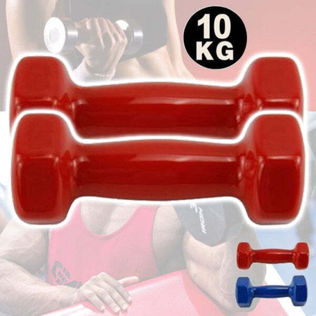 Coppia-Di-Manubri-In-Vinile-Da-10-Kg-Ognuno-Manubri-Pesi-Palestra-Bodybuilding