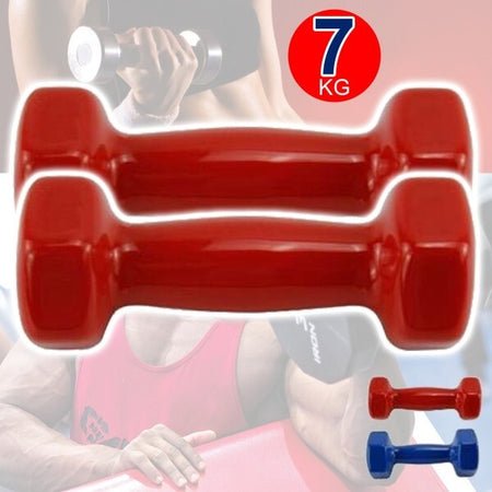 Coppia-Di-Manubri-In-Vinile-Da-7kg-Ognuno-Pesi-Per-Palestra-Fitness-Allenamento