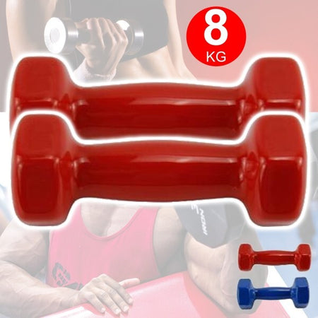 Coppia-Di-Manubri-In-Vinile-Da-8kg-Ognuno-Manubri-Pesi-Palestra-Bodybuilding