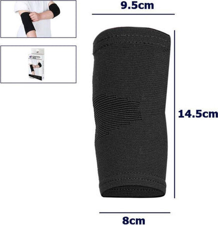 Coppia-Gomitiera-Fascia-Elastica-Supporto-Per-Gomito-Anallergico-Bambini-Nero