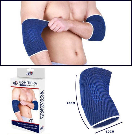 Coppia-Gomitiera-Fascia-Elastica-Supporto-Per-Gomito-Sport-Anallergico-Blu