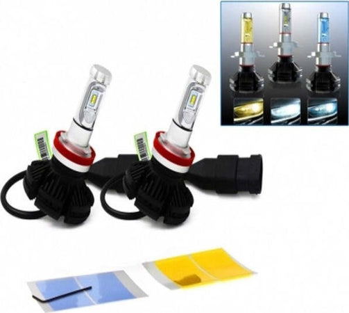 Coppia-Lampada-Led-Faro-X3-Headlight-H1-50w-Bulbi-Ricambio-Luce-3-Film-Colori