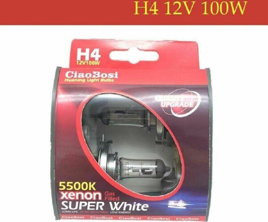 Coppia-Lampadine-Lampade-Auto-Moto-Xenon-H4-12v-100-Watt-5500k-C-6282