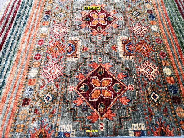 Coppia-Scendiletto-Khorgin-Shabargan---Tappeti-Moderni-Multicolore-Con-Disegni-Geometrici-Antich-Set-2-Pz.