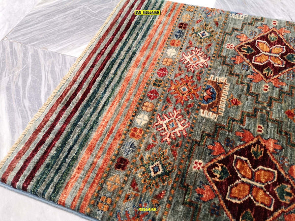 Coppia-Scendiletto-Khorgin-Shabargan---Tappeti-Moderni-Multicolore-Con-Disegni-Geometrici-Antich-Set-2-Pz.