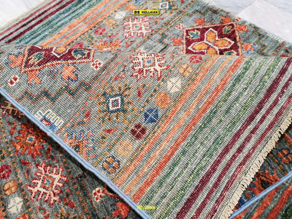 Coppia-Scendiletto-Khorgin-Shabargan---Tappeti-Moderni-Multicolore-Con-Disegni-Geometrici-Antich-Set-2-Pz.