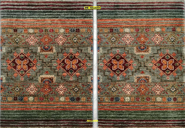 Coppia-Scendiletto-Khorgin-Shabargan---Tappeti-Moderni-Multicolore-Con-Disegni-Geometrici-Antich-Set-2-Pz.