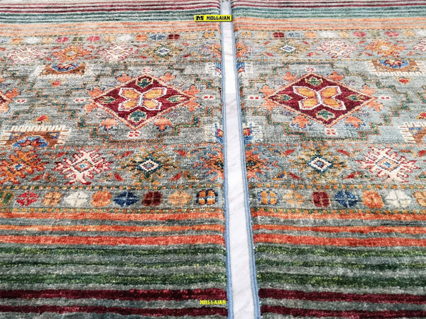 Coppia-Scendiletto-Khorgin-Shabargan---Tappeti-Moderni-Multicolore-Con-Disegni-Geometrici-Antich-Set-2-Pz.